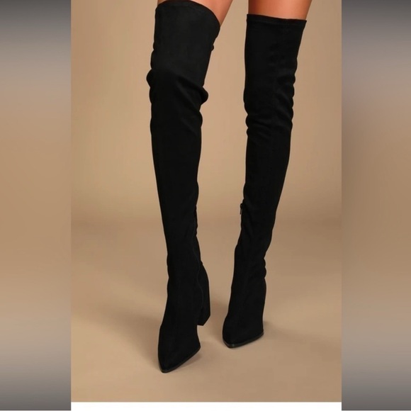 NWT Lulu’s Auerlie Black Suede Over the Knee boots - Picture 1 of 5